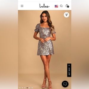 Crave it Like Candy Pink Multi Sequin Puff Sleeve Mini Dress